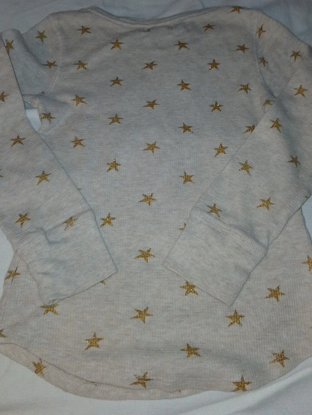 Pre-loved Girl's Old Navy Cream Long Sleeve Thermal Top with Gold Stars